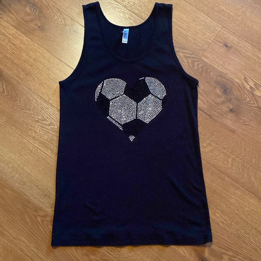 🖤Adorable Fitted Soccer Bling Tank Top🖤